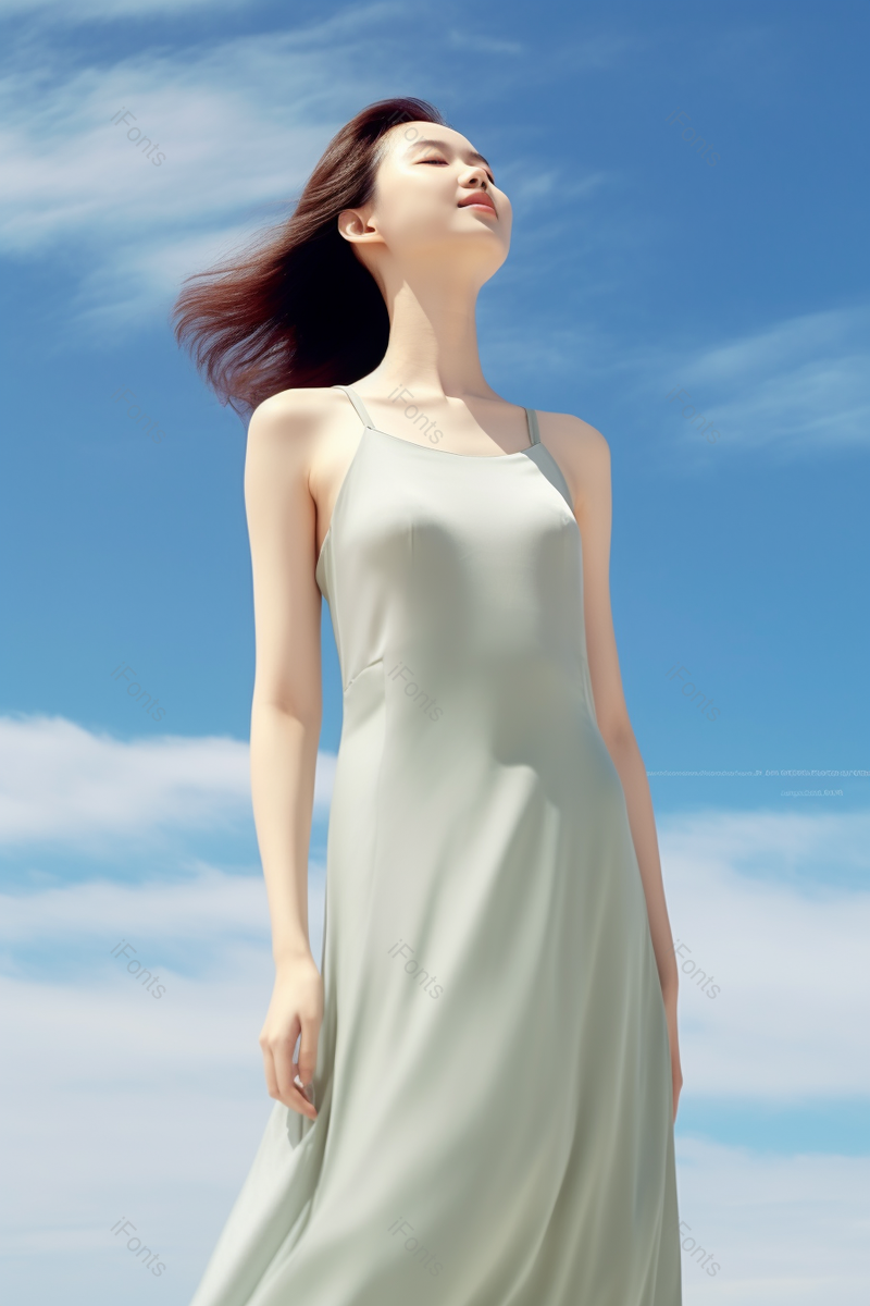 感受阳光微风的夏日穿吊带裙的女孩,高清,摄影图,摄影图片,图片大全,摄影图免费下载